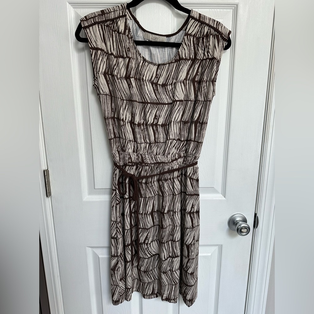 Loft brown and white sleeveless dress